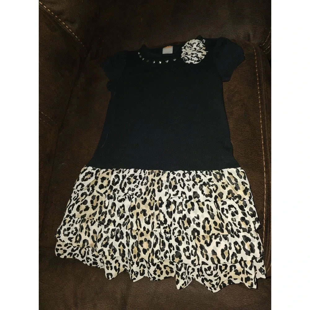 Gymboree leopard chic black dress size 4